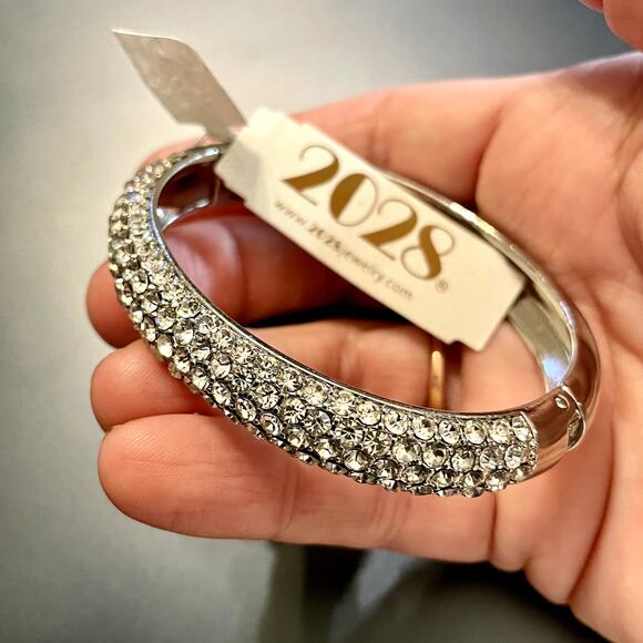 2028 Jewelry - 2028 Crystal Silver Tone Hinged Bracelet (NWT)